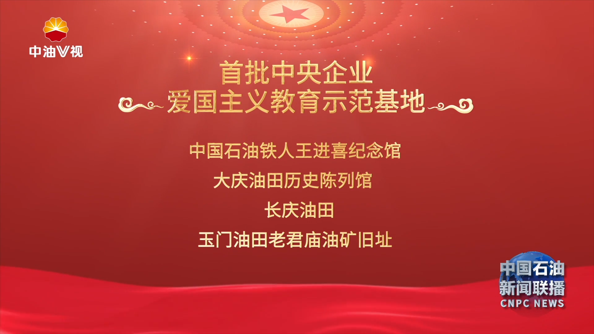 国务院国资委命名发布首批中央企业爱国主义教育示
范基地与第二批中央企业爱国主义教育基地
中国石油入选数量居央企首位