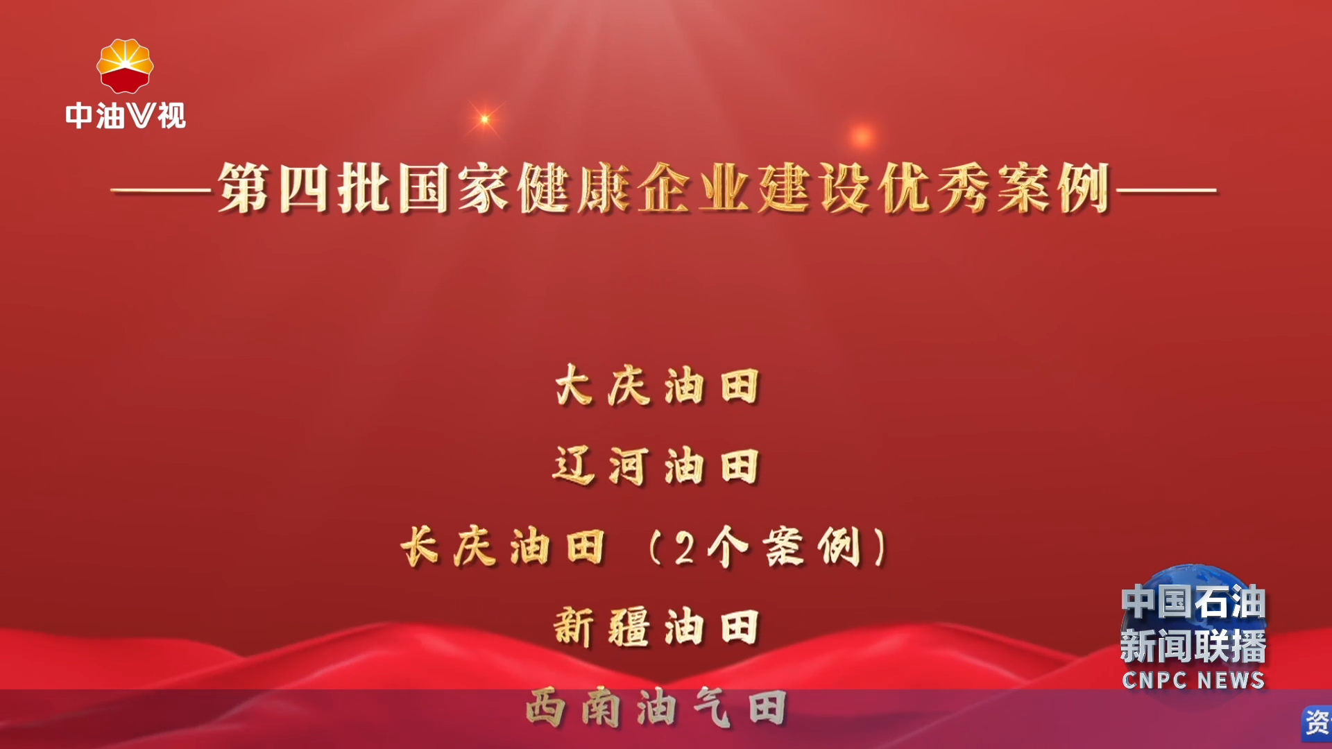第四批国家健康企业建设优秀案例名单公布
中国石油20个案例入选