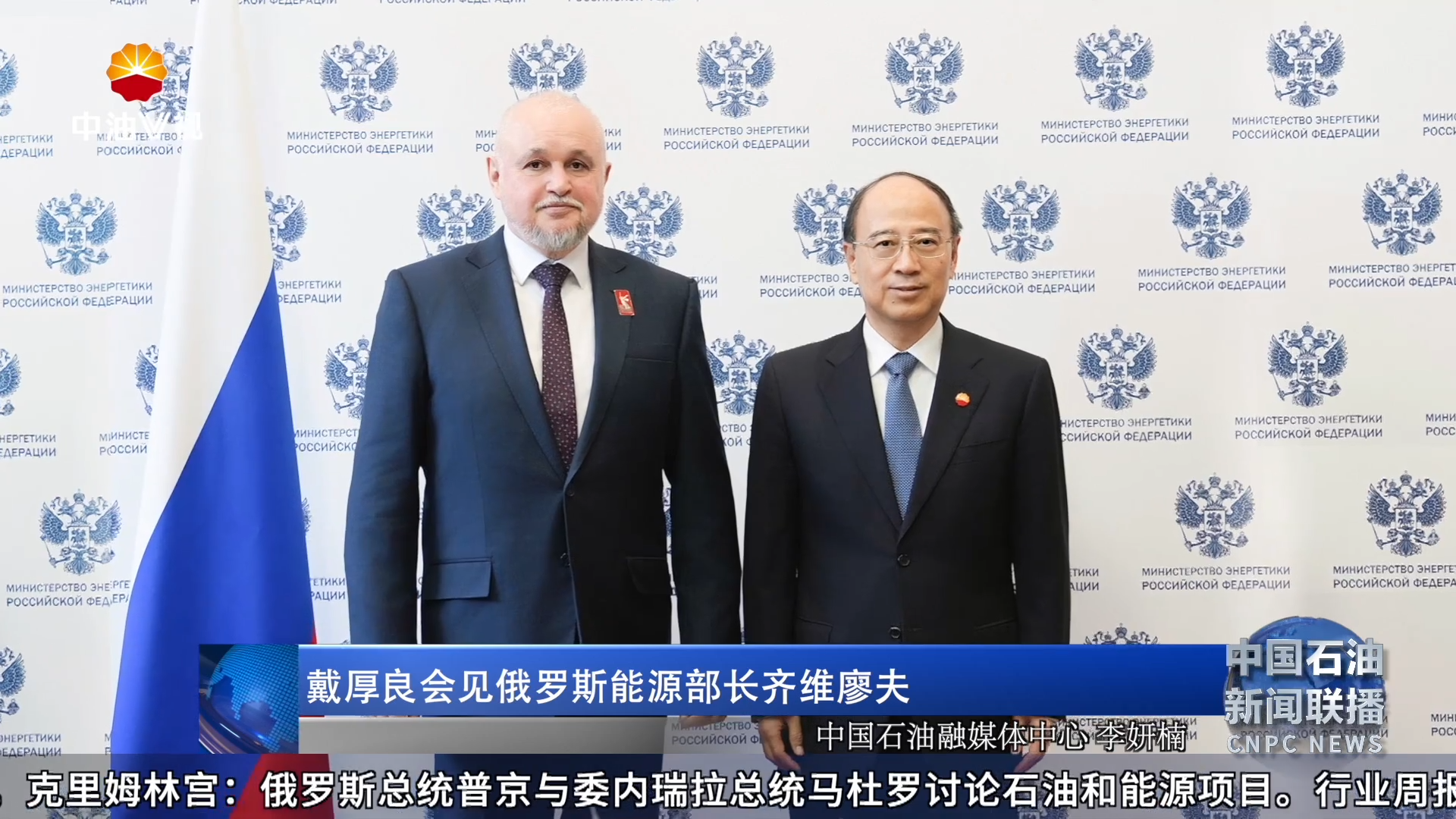 戴厚良会见俄罗斯能源部长齐维廖夫